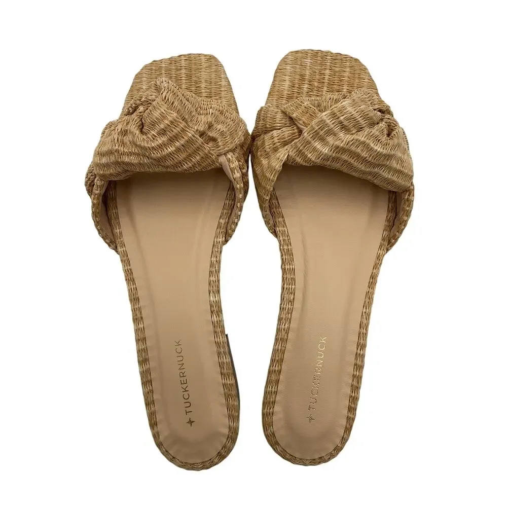 Tuckernuck 'Brit' Beige Raffia Sandals Size 7.5 - Picture 3 of 5
